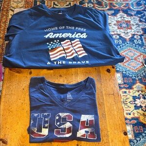 Women’s Navy 'America' Graphic Tee -Patriotic USA Design  Home of the Free XL